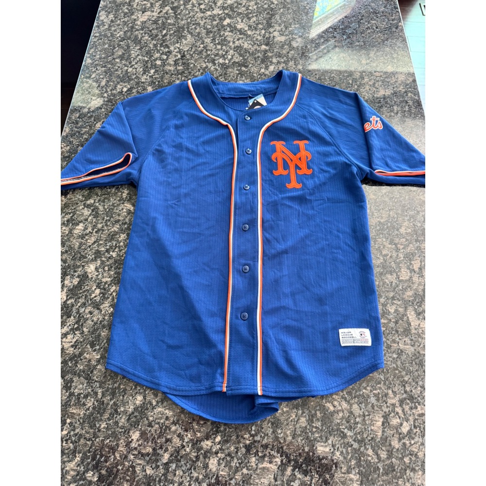 New York Mets MLB Jersey Dynasty Series Blue Button Down Mens Large‎ NEW